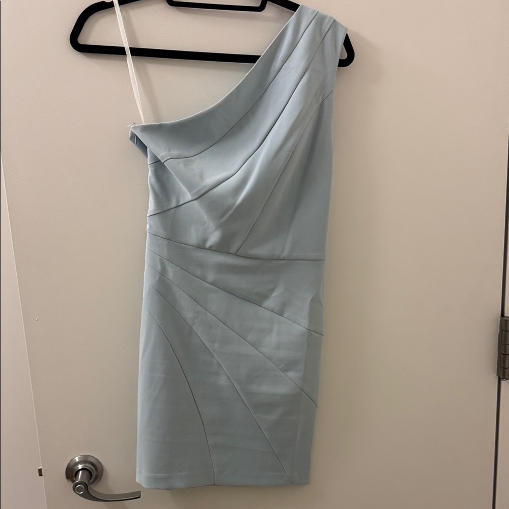 Michael Costello Light Blue One-Shoulder Dress